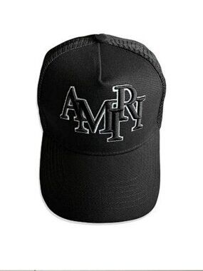 AMIRI Black Logo Trucker Hat